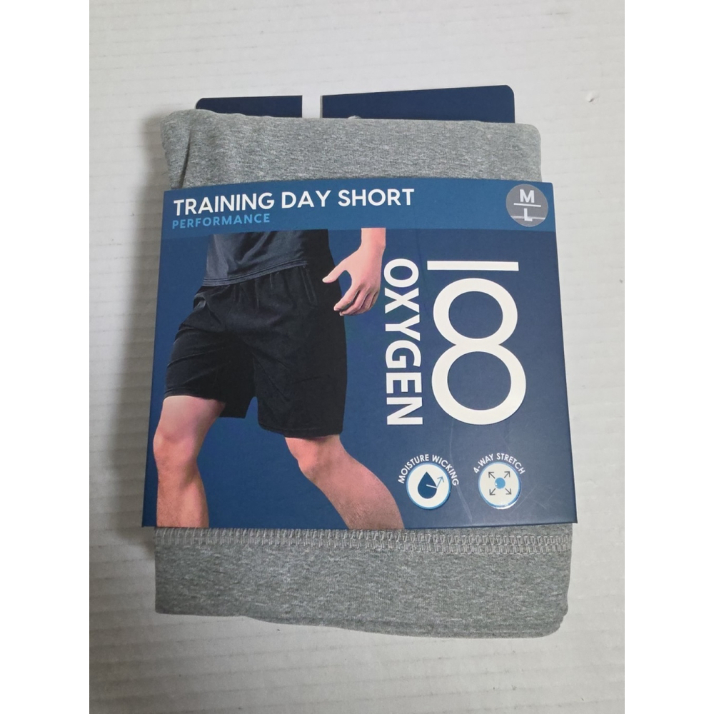 2 PR Oxygen Men's Performance Training Day Short Grey Moisture Wicking Stretch